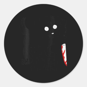 Womens Funny Cute Kawaii Scary Halloween Black Dog Classic Round Sticker