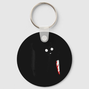Womens Funny Cute Kawaii Scary Halloween Black Dog Key Ring