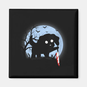 Womens Funny Cute Kawaii Scary Halloween Black Dog Magnet