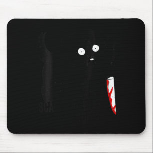 Womens Funny Cute Kawaii Scary Halloween Black Dog Mouse Pad