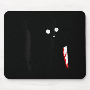Womens Funny Cute Kawaii Scary Halloween Black Dog Mouse Pad