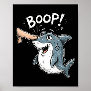Womens Funny Cute Nose Boop Shark Boong Summer Poster
