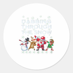 Womens Funny-Dabbing-Through-The-Snow Ma Classic Round Sticker