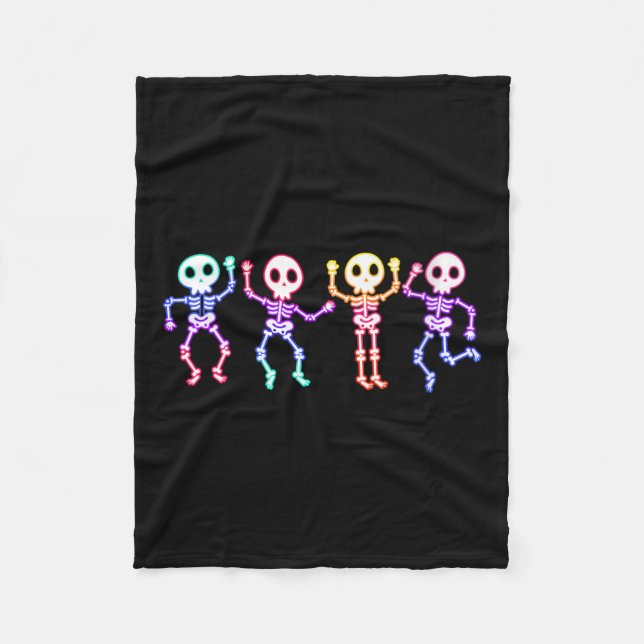 Womens Funny Dancing Skeletons Ghost Glow In The H Fleece Blanket (Front)