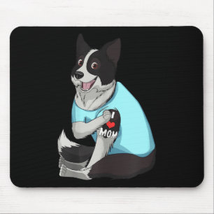 Womens Funny Dog Border Collie Love Mum Tattoo Gif Mouse Pad