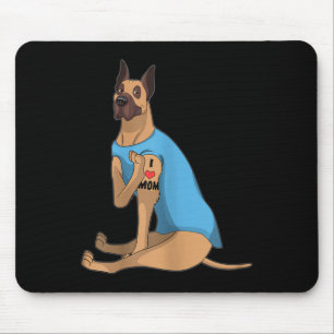 Womens Funny Dog Great Dane I Love Mum Tattoo Gift Mouse Pad