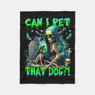 Womens Funny Dog Lover Skeleton Halloween Dog Fleece Blanket