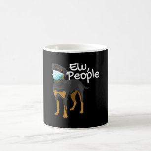 Womens Funny Dog Wearing a Mask Sign - Rottweiler Coffee Mug