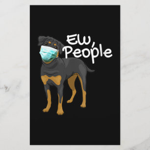 Womens Funny Dog Wearing a Mask Sign - Rottweiler Stationery
