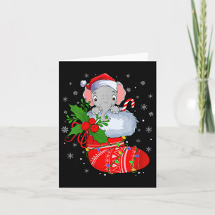 Womens Funny Elephant In Christmas Socks Santa Cla Card