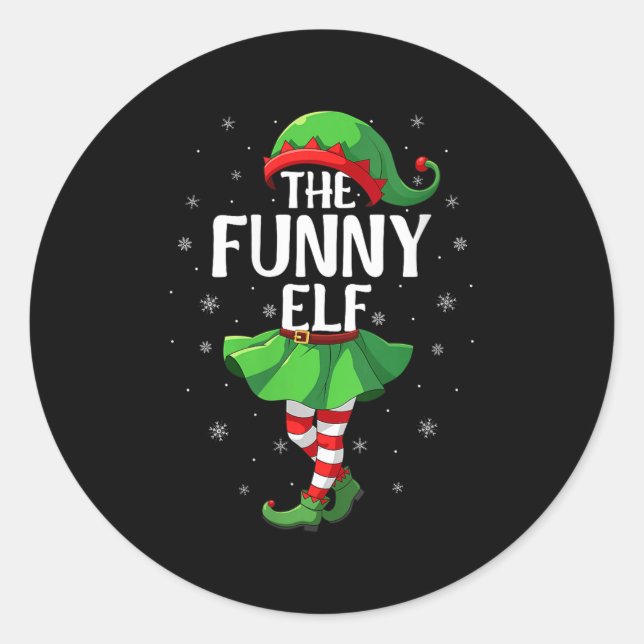 Womens Funny Elf Christmas Girls Women Elf Squad X Classic Round Sticker (Front)