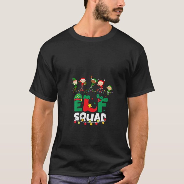 Womens Funny Elf Squad Family Christmas Matching O T-Shirt (Front)