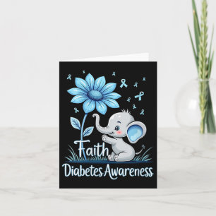 Womens Funny Faith Elephant Sunflower Ribbon Diabe Card