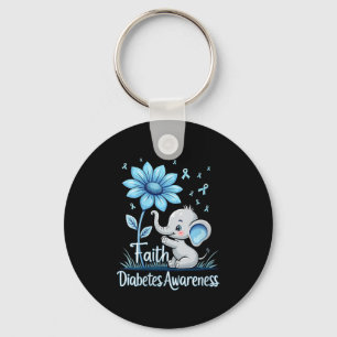 Womens Funny Faith Elephant Sunflower Ribbon Diabe Key Ring