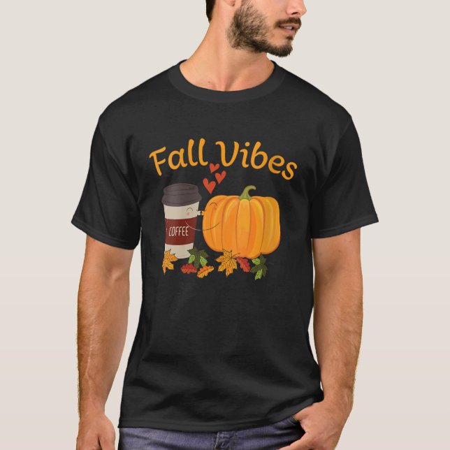 Womens Funny Fall Vibes Cute Couple Pumpkin Spice  T-Shirt (Front)