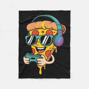 Womens Funny Gamer Pizza Food Video Gaming Men Fleece Blanket
