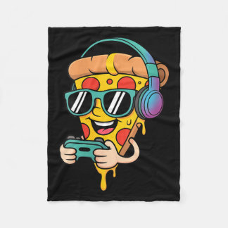 Womens Funny Gamer Pizza Food Video Gaming Men Fleece Blanket