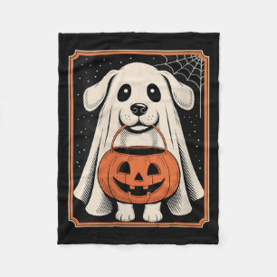 Womens Funny Ghost Dog Halloween Shirt Halloween Fleece Blanket
