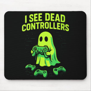 Womens funny ghost gamer halloween humour video mouse pad