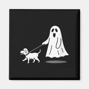 Womens Funny Ghost Walking Dog Ghost Dog Halloween Magnet