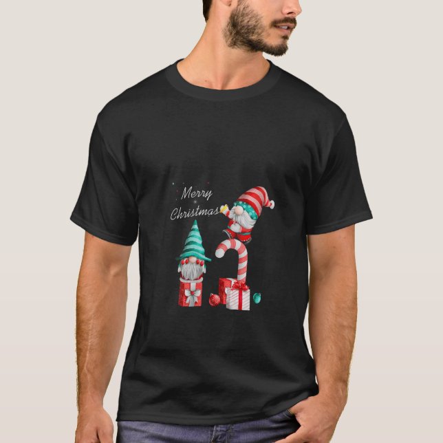 Womens Funny Gnome Christmas V Neck  T-Shirt (Front)