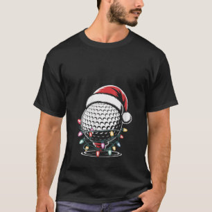 Womens Funny Golf Christmas Lights Santa Hat Golf  T-Shirt