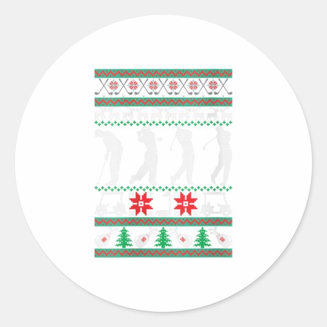 Womens Funny Golf Gifts Ugly Christmas Classic Round Sticker (Front)