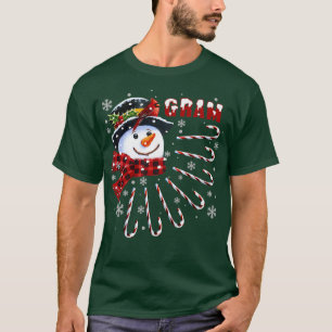 Womens Funny Gram Christmas Snowman with Candy Can T-Shirt