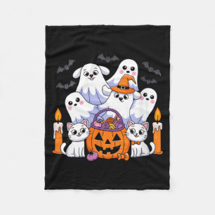 Womens Funny Halloween Dog Ghost Halloween Dog For Fleece Blanket
