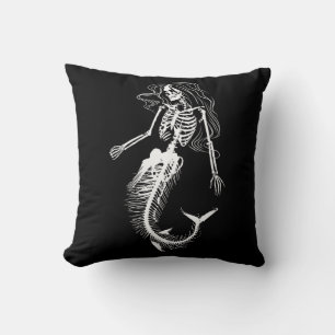 Womens Funny Halloween Mermaid Skeleton Gift Cool Cushion