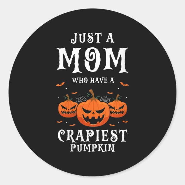 Womens Funny Halloween Mum With The Silliest Pumpk Classic Round Sticker (Front)