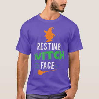 Womens Funny Halloween Resting Witch Face T-Shirt