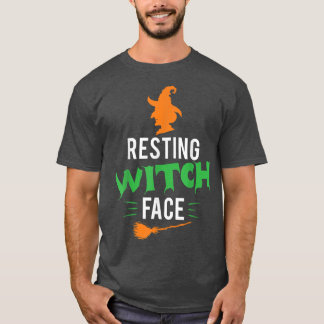 Womens Funny Halloween Resting Witch Face T-Shirt