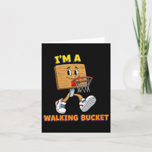 Womens Funny Happy Walking Basketball Bucket in Card