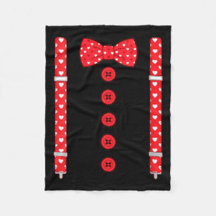 Women's Funny Hearts Bow Tie Suspenders Valentine' Fleece Blanket