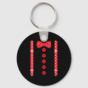 Women's Funny Hearts Bow Tie Suspenders Valentine' Key Ring