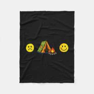 Women's funny hobby sad face + camping = happy fleece blanket