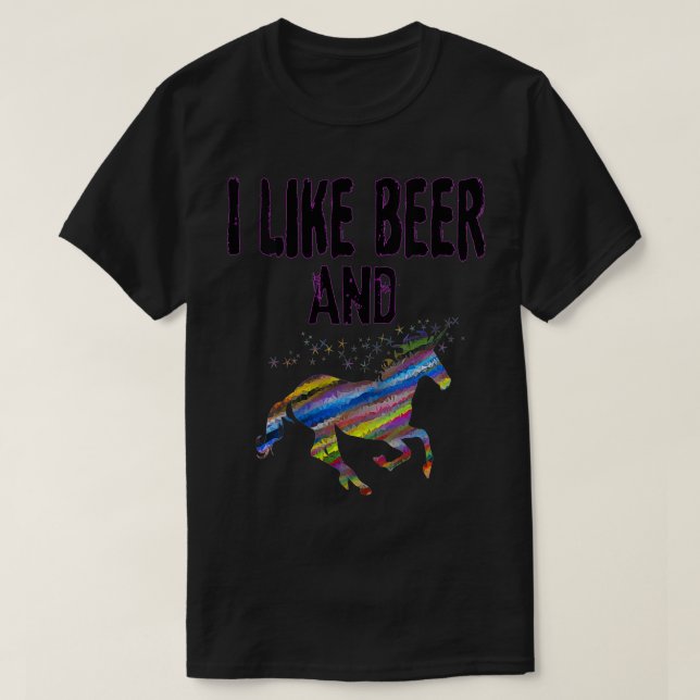 Womens Funny I Like Beer And Unicorns design Adult T-Shirt (Design Front)