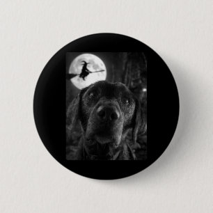 Womens Funny Labrador Selfie Full Moon Flying 6 Cm Round Badge