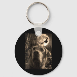 Womens Funny Labrador Selfie Full Moon Flying Key Ring