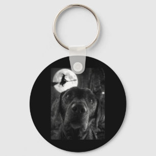 Womens Funny Labrador Selfie Full Moon Flying Key Ring