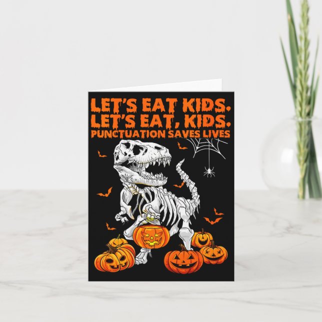 Womens Funny Let's Eat Kids Punctuation Saves Gram Card (Front)