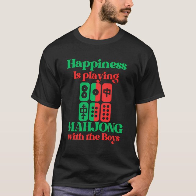 Womens Funny Mahjong Happiness Is Playing Mahjong  T-Shirt (Front)