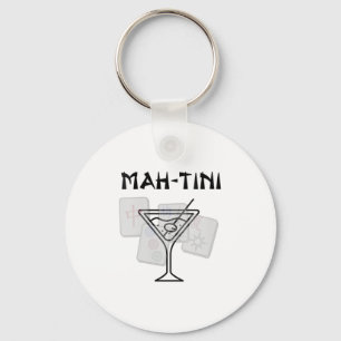 Womens Funny Mahjong Martini Tail Mah Jongg V-neck Key Ring