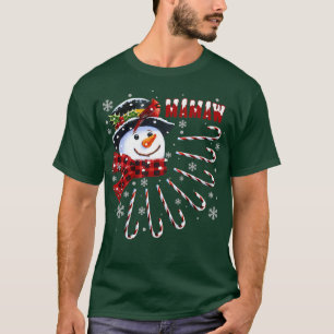 Womens Funny Mamaw Christmas Snowman with Candy Ca T-Shirt