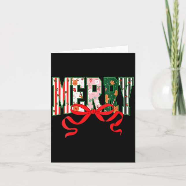 Womens Funny Merry Christmas Crew 2025 Coquette Fa Card (Front)