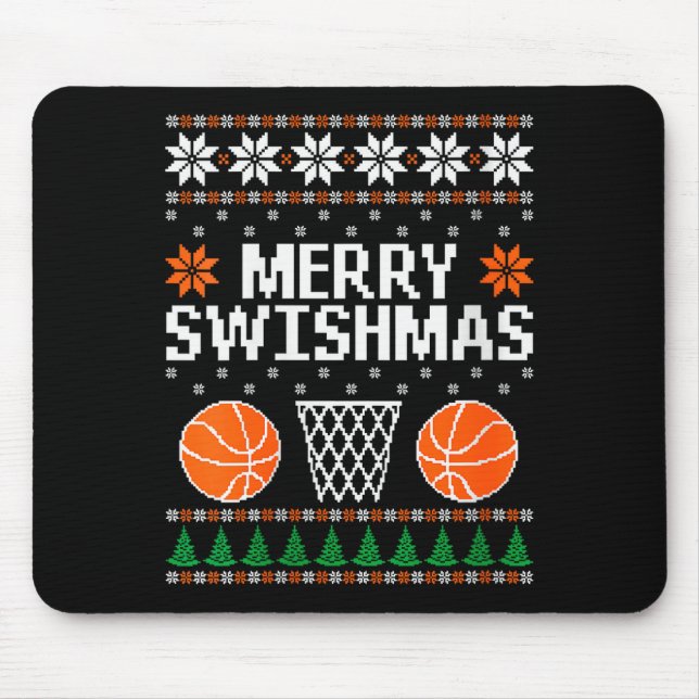 Womens Funny Merry Swishmas Xmas Basketball Ugly C Mouse Pad (Front)