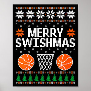 Womens Funny Merry Swishmas Xmas Basketball Ugly C Poster
