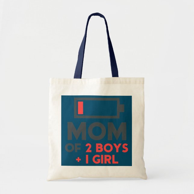 Womens Funny Mum Of 2 Boys 1 Girl Son Mothers Day Tote Bag (Front)