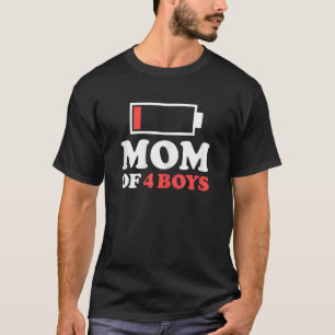 Womens funny Mum of 4 Boys Mother's Day Four Sons T-Shirt